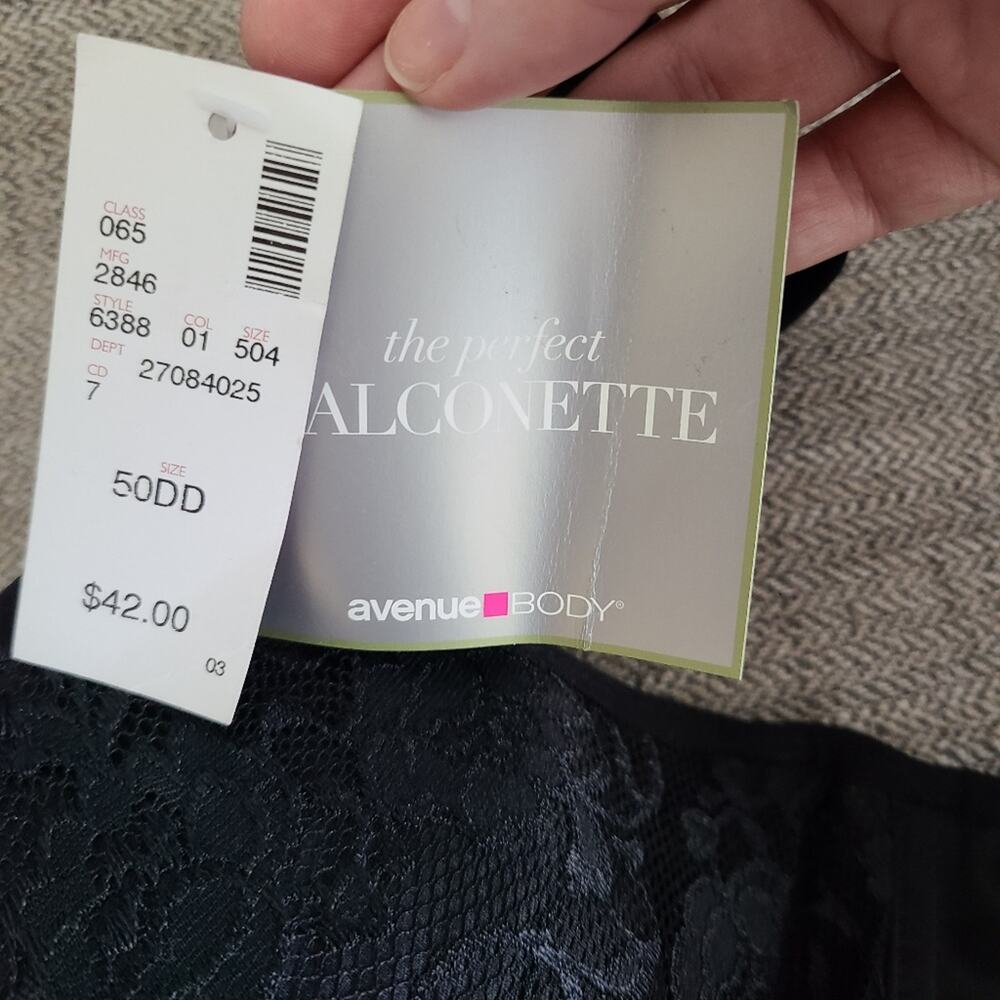 Avenue perfect balconette lace bra in black Size 50DD - Picture 6 of 12